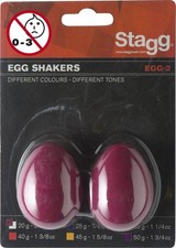 Stagg Model EGG-2 RD Pair of Small Egg Shakers, Hand Percussion, RED