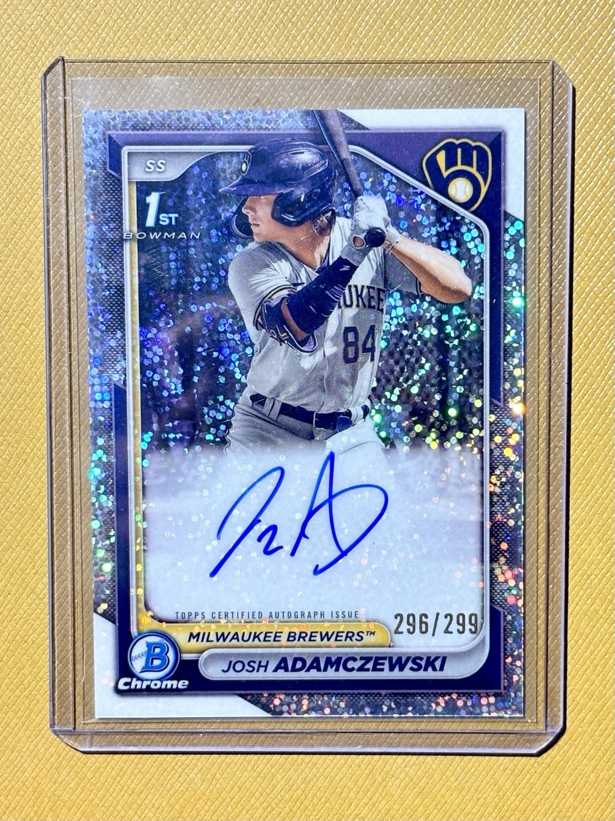 2024 1st Bowman Chrome Speckle Refractor Josh Adamczewski Auto 296/299 RC SP