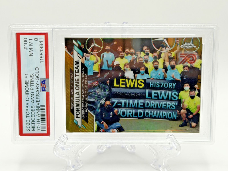 2020 Topps Chrome F1 #100 Lewis Hamilton Mercedes RC 70th Gold Refractor PSA 8!