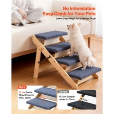 VEVOR Wood Pet Stairs, 4-Step Dog Stairs for Beds, Sofa Cars, 150 lbss Load