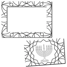 Color Your Own Hanukkah Menorah Picture Frame Magnet 5 x 7" Frame cut out center