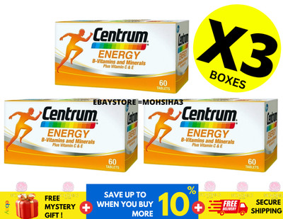 New Centrum Energy B-Vitamins and Minerals+Vitamin C & E 60s ( 3 BOX )