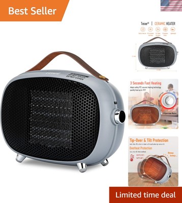 Compact PTC Ceramic Space Heater - 800W Efficient Heating for Bedroom & Office