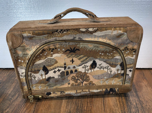 Vintage Country Luggage Countryside with Unicorn suede Tapestry