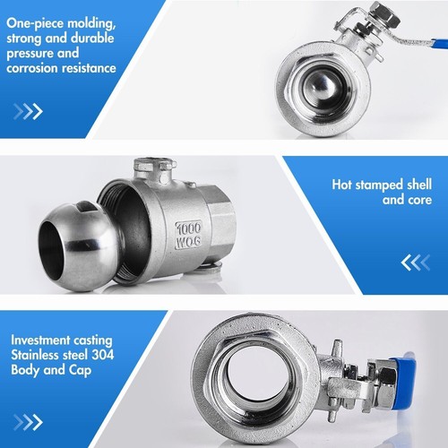 2P VAV 2" Ball Valve Full Port,316 Stainless Steel,1000 WOG for Water,Oil 2 Pack - Picture 5 of 8