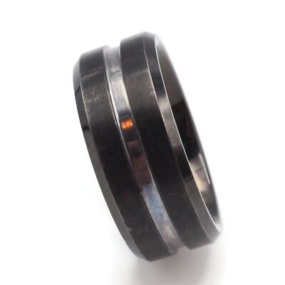 Vintage Black Tungsten Carbide Silver Channel Inlay Fashion Vintage Black Tungsten Carbide Silver Channel Inlay Fashion