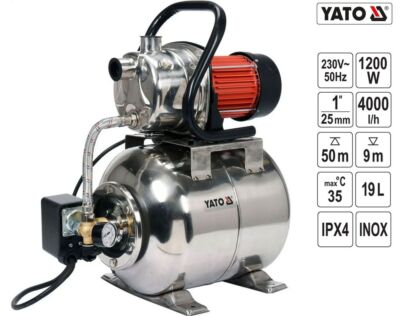 Edelstahl Hauswasserwerk 1200W Gartenpumpe Pumpe Fördermenge 4000l/h YATO