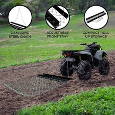 Drag Harrow 4ft Wide x 5ft Long 2.4m Chain ATV Tractor Lawn Rake Levelling Steel