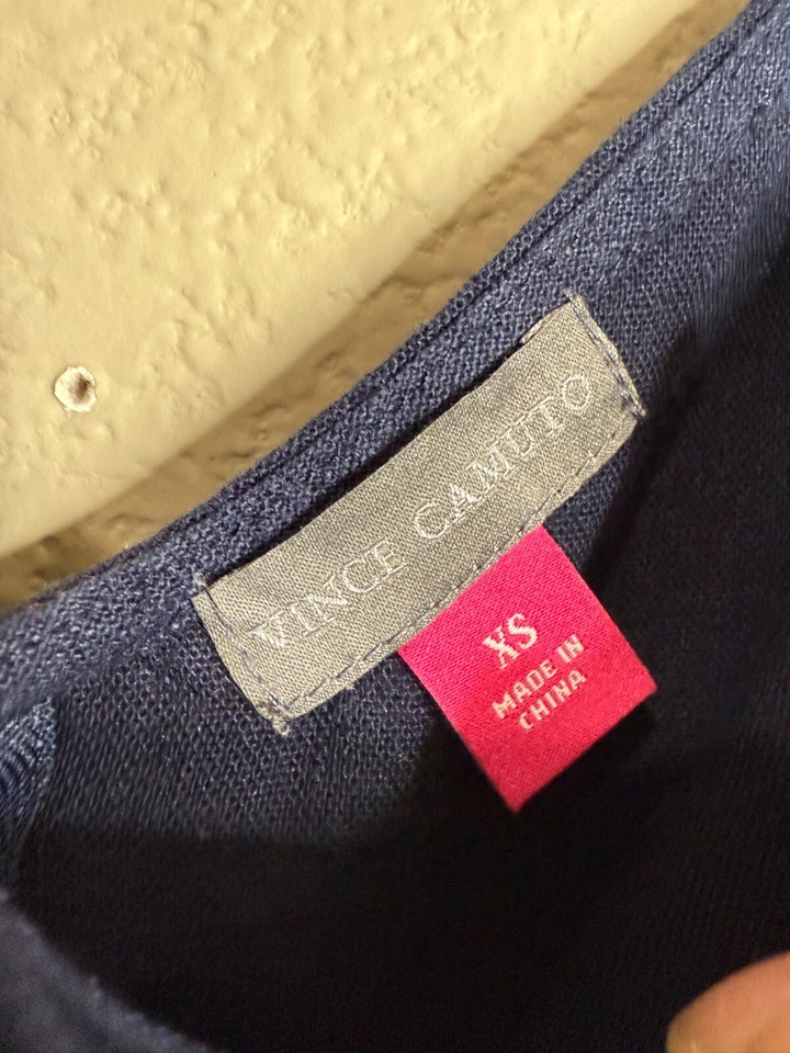 Женский комбинезон Vince Camuto XS с карманами из льняной смеси укороченный темно-синий без рукавов - Изображение 2 из 2