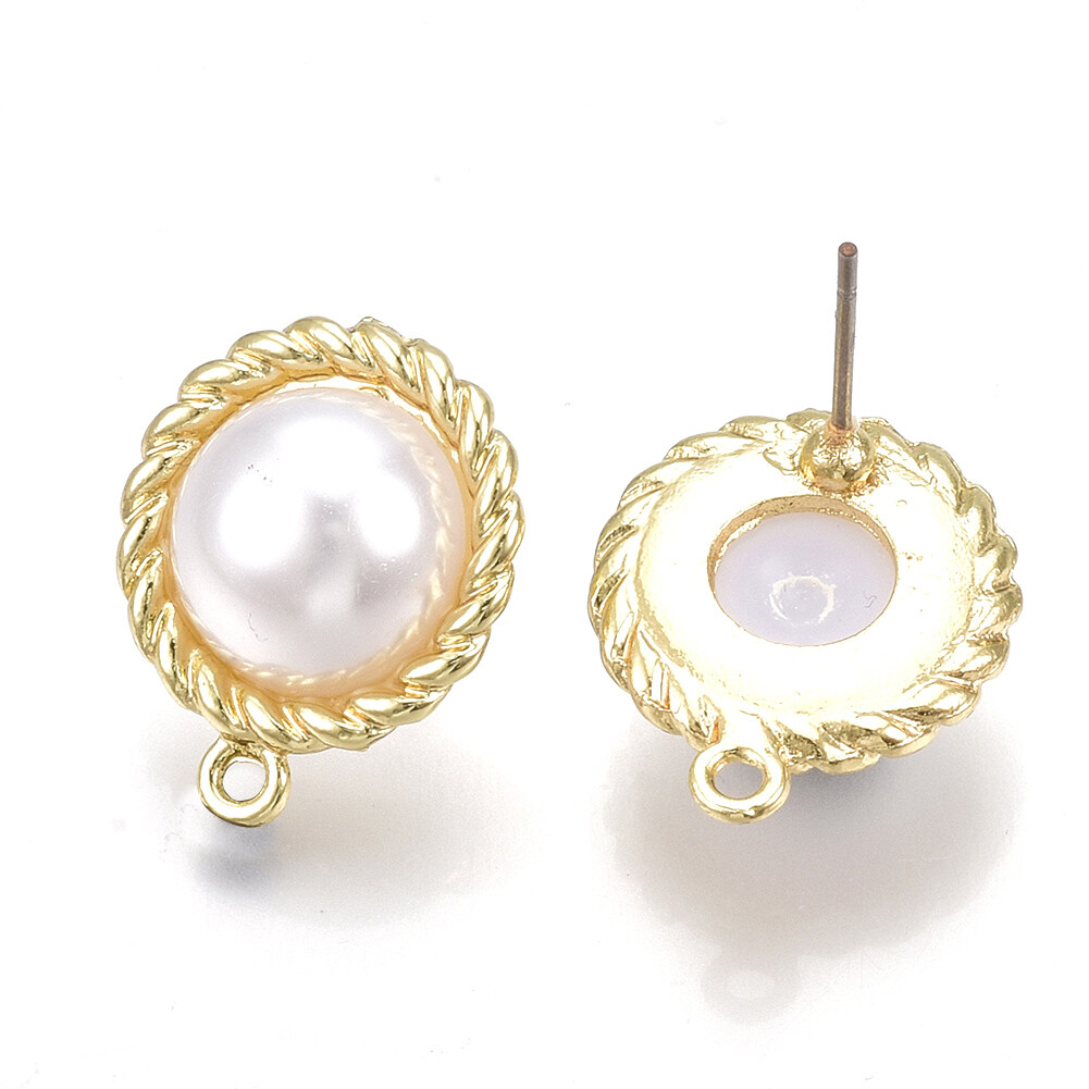 10pcs Alloy Stud Earring Findings Half Round Dangle Earring With Loop  18x15mm