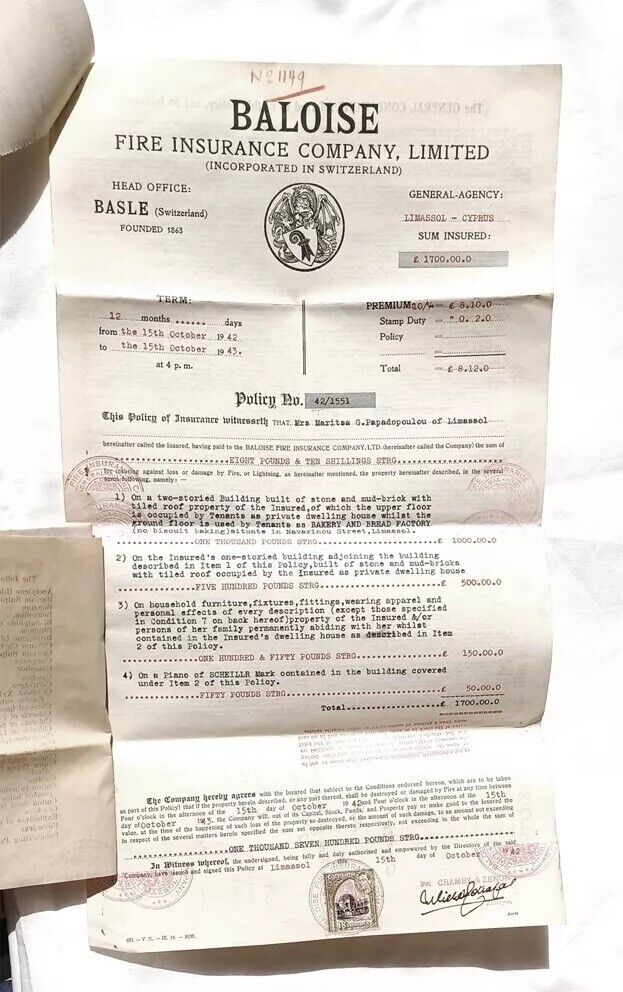 Steadfast'S Bold Move: Us Expansion Acquisition Sends Shockwaves Through Insurance Industry 20 Baloise Fire Insurance Company Ltd Basle Switzerland Cyprus Agency Policy 1942