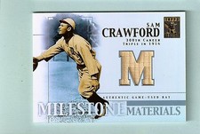 SAM CRAWFORD 2002 TOPPS TRIBUTE MILESTONE MATERIALS GAME USED BAT