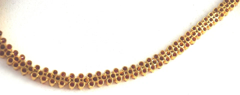 22K 916 GOLD RUBY Necklace Yellow Solid PRONG adjustable Choker gyuh - Image 3 of 4