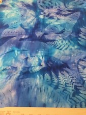 Lighter weight cotton /polyester blend batik print-shades of blue 1 yd 27"x 44"