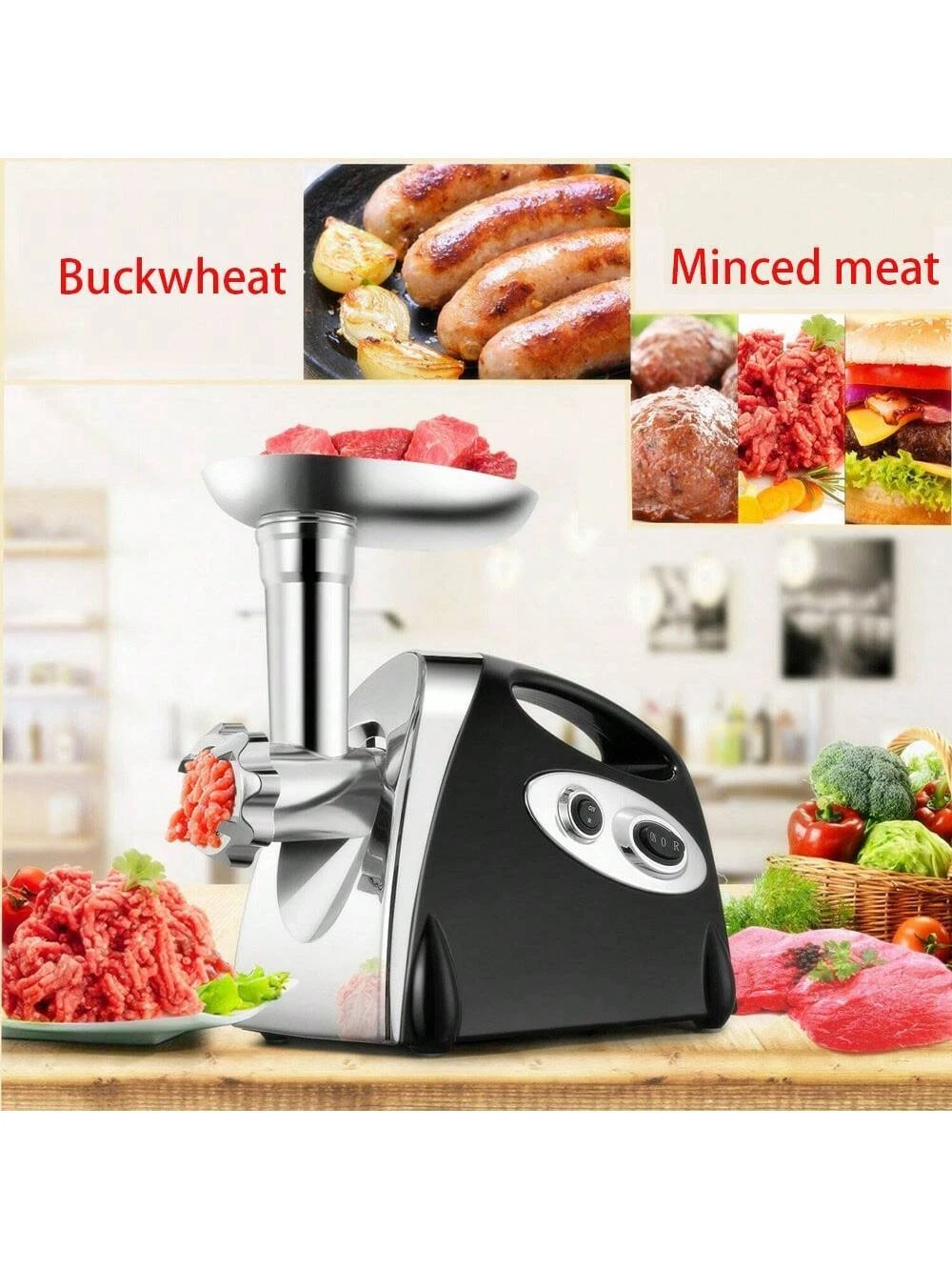 Powerful Electric Meat Grinder with Sausage Stuffer and Mixer Attachments
