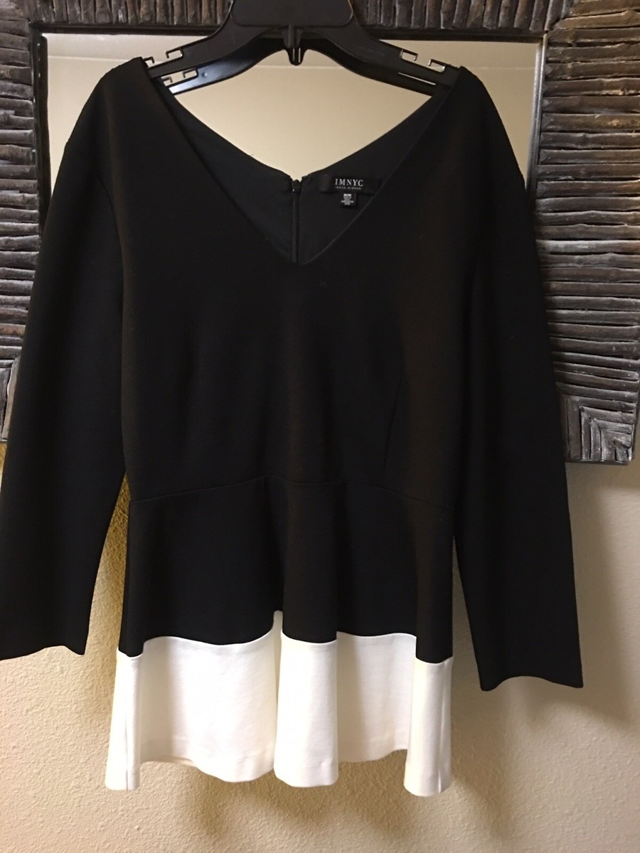 $89 IMNYC Isaac Mizrahi Top M Medium Black White New