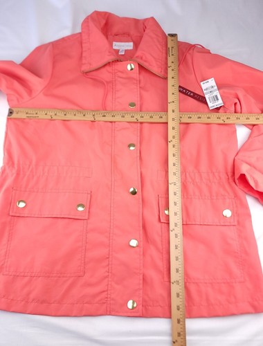 NWT JM Collection Women's 1X Coral/Peach Rain Jacket Windbreaker Water Resistant - Picture 8 of 23