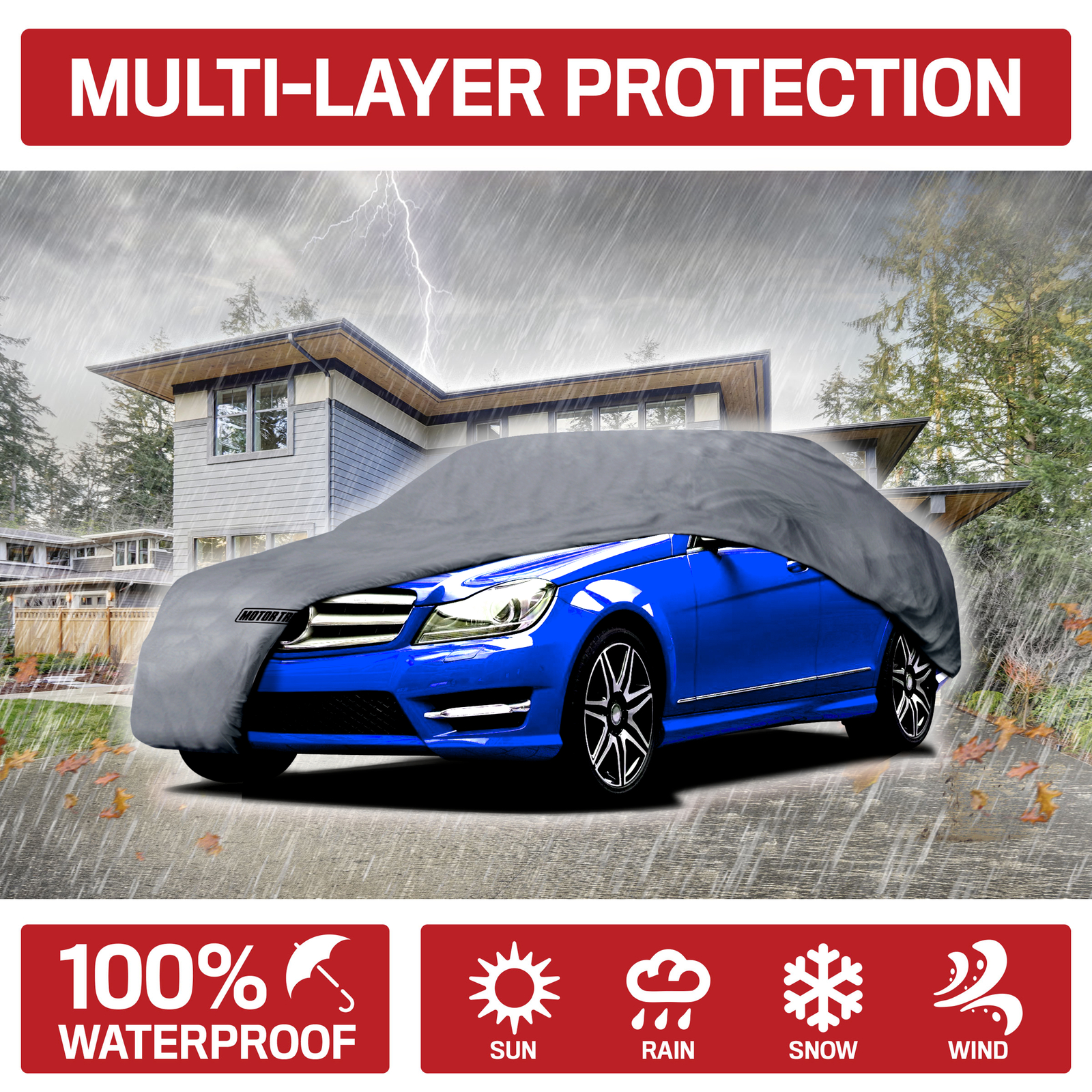 XXL MultiLayer Full Car Cover Waterproof All Weather UV Rain Dust