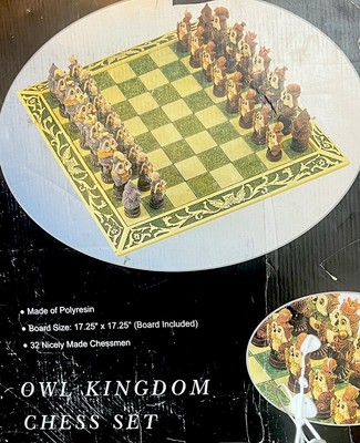 Owl Kingdom Chess set  Open Box, Beautiful Chess Set