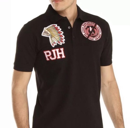 PLAIN JANE HOMME BLACK NATIVE POLO SZ S 