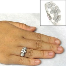 Sterling Silver Triple Plumeria Ring