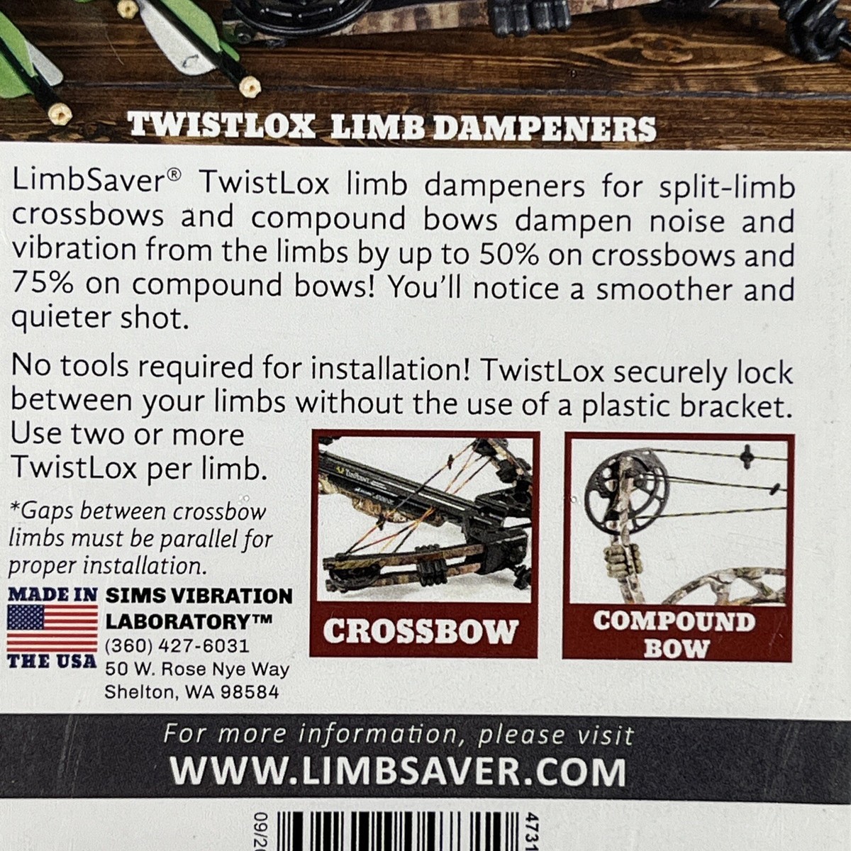 Amortisseurs Limbsaver Twistlox Pour Arbalète Et Arc, Camouflage, Neuf