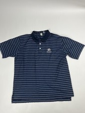 VTG Pebble Beach mens polo shirt extra large blue Striped 1919 USA Made casual