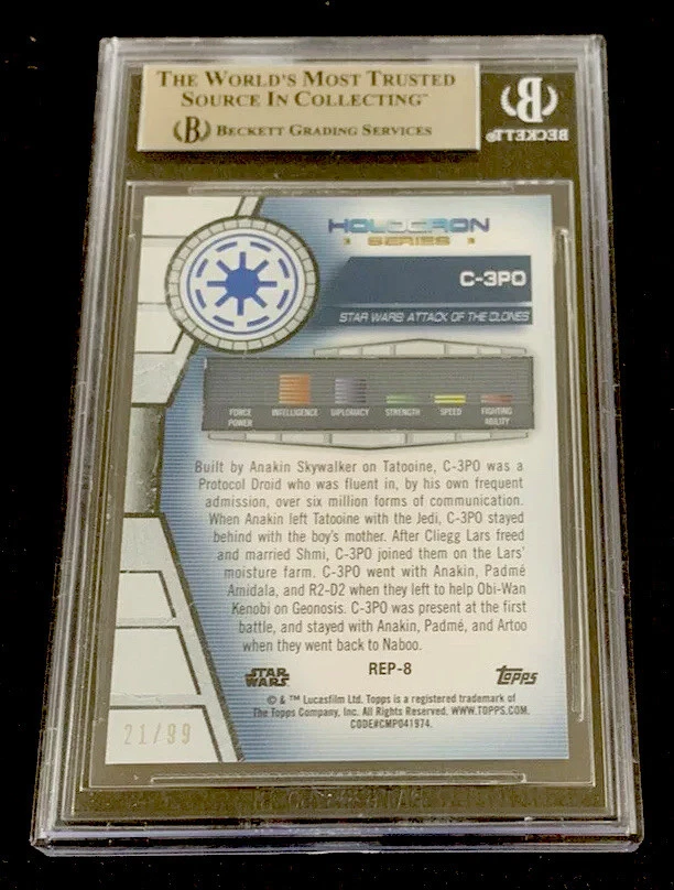 C-3PO STAR WARS RARE */99 POP 1 MINT HOLOCRON ORANGE C3PO BGS 9 - Image 2 of 3