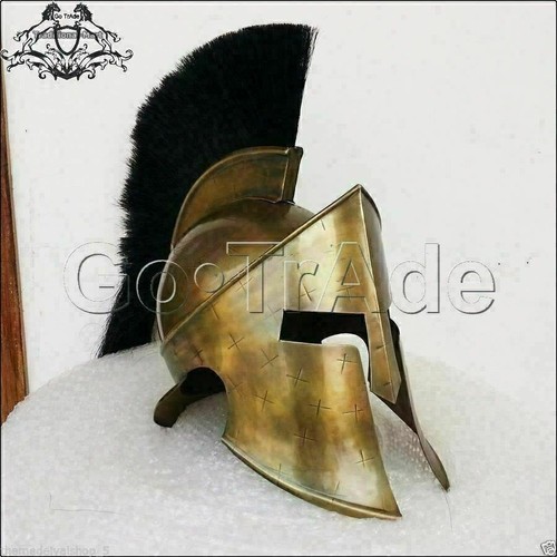 Casque Décoratif Style Spartiate/romain/viking - Laiton Doré - Reproduction Pour Décoration Ou Cosplay