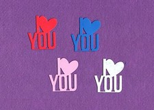 I LOVE YOU  2 heart die cuts scrapbook cards