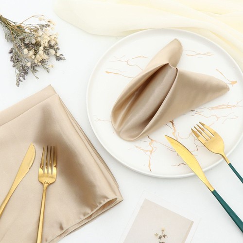 for Wedding Party Dinner Table Napkins Satin Cloth Napkins with Hemmed Edges - Picture 7 of 28