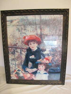 RENOIR TWO SISTERS OIL ON CANVAS  ART INISITUTION OF CHICAGO FRAMED 24'' X 30'' 