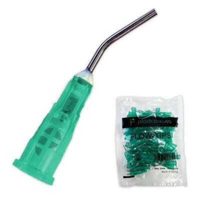 PlastcareUSA Pre-Bent Needle Applicator Tips, 21 Gauge, Green, 100/Pk