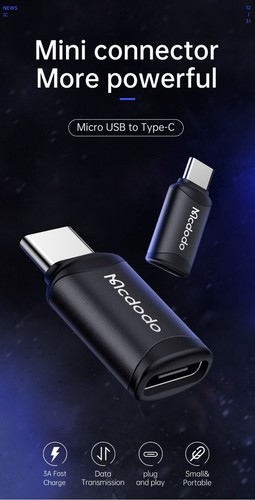 Mcdodo USB C to Micro USB Adapter OTG USB Converter 3A Charging Data - Picture 2 of 13