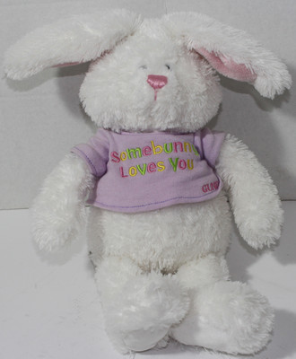 Gund BUNNY HUGS Bean Filled WHITE RABBIT EASTER STUFFED PLUSH PURPLE ...