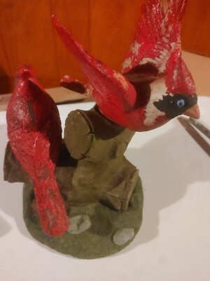 Medium Size Mother And Baby Red Robins Garden Statute