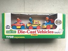 Set of 3 1996 Tyco Preschool Sesame Street Die Cast Vehicles NIB Cookie Monster