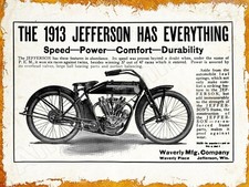 1913 Waverly Mfg Co Jefferson Motorcycle New Metal Sign: Jefferson, Wisconsin