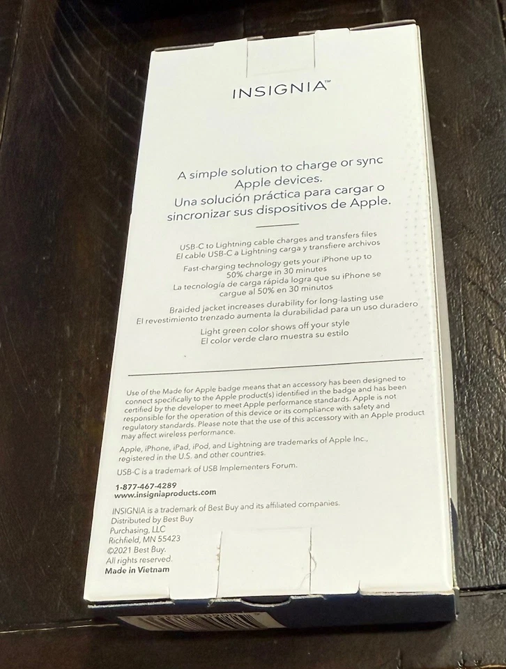 2-PACK - Insignia - 10ft Light-ning to USB-C MFi-Certified Cable - Green - NEW - Image 2 of 2