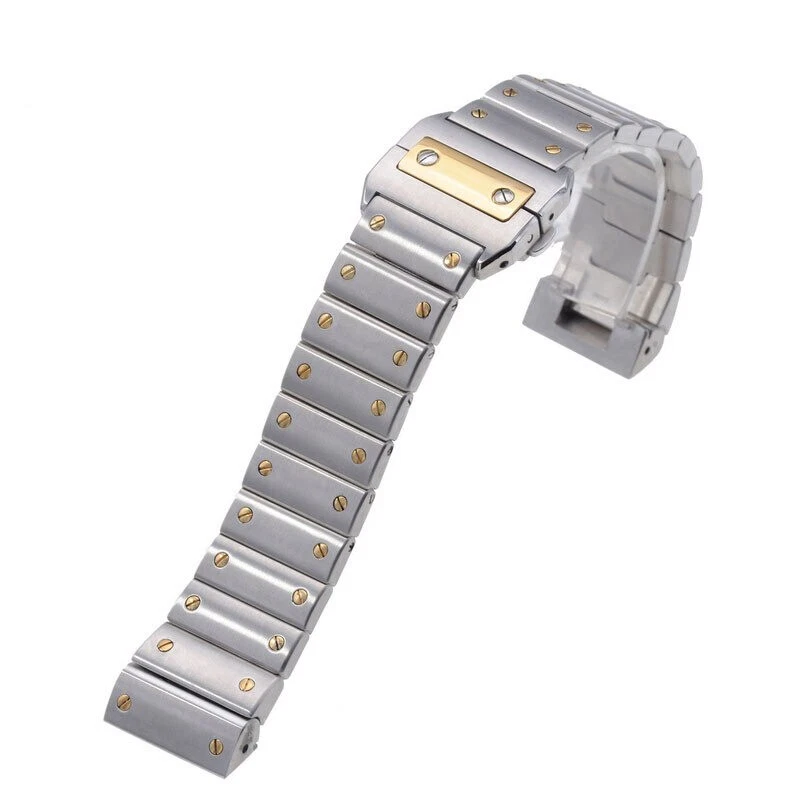 ANKANG Solid Stainless Steel Watch Band For Cartier Santos 100 Series Men's  Wristband Bracelet 23mm Butterfly Buckle Watch Accessories (Color : Silver,  Size : 23mm) : Buy Online at Best Price in