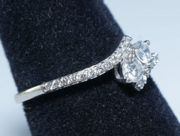 14K White Gold 1/2ctw Diamond Engagement Toi et Moi Ring Sz8 HANNOUSH $1,499.99 - Image 3 of 4