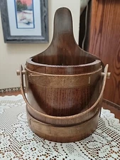 VTG Primitive Half Firkin Wood Wall Pocket Storage - Counter Top or Wall Decor