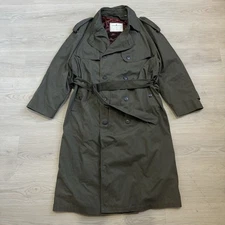 Towne London Fog Men's 42R Trench Coat Olive Green Removable Lining Belted