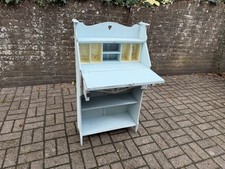 Antique Oak Bureau Bookcase, Edwardian Writing Desk, Painted Turquoise Desk