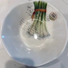 Effetti Green Onion Salad Serving Bowl  Italy  NWT New  8.5 ”