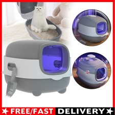 Extra Large Covered Cat Litter Box Hooded Indoor Kitty Toilet Tray Grey Pet UK
