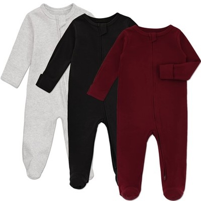 Aablexema Baby Footie Pajama with Mitten Cuffs, Double Zipper Infant Cotton c...