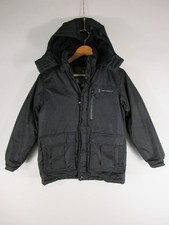 Free Country Jacket Boys L 14/16 Black Hooded Insulated Parka Zip Front Pockets