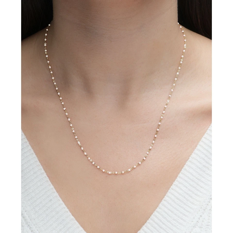 Collar Giani Bernini Blanco Esmalte Cuentas 16" Chapado en Oro Plata NUEVO Foto 2 de 4