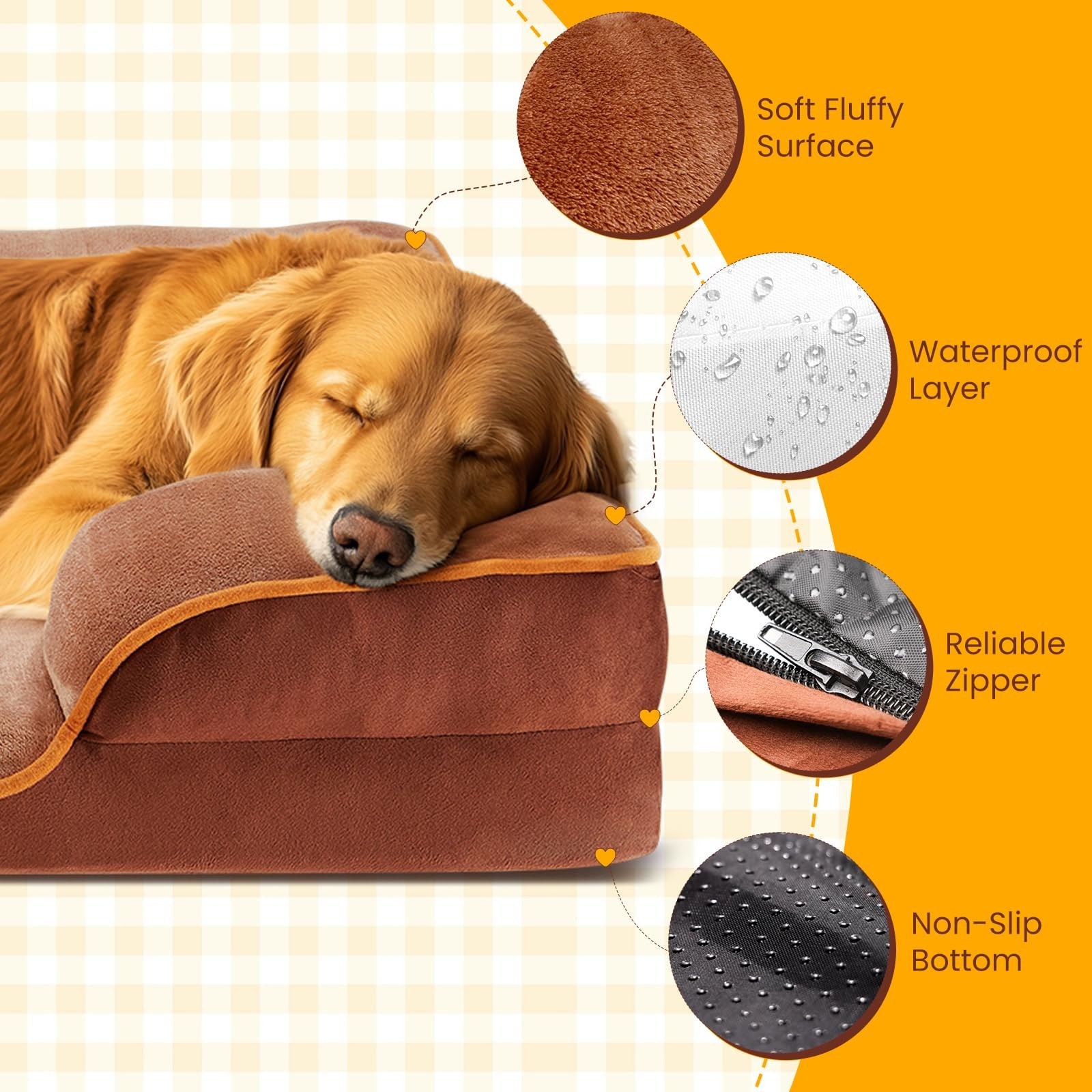 DUMOS Orthopedic Dog Bed for Large Size Dogs, Supportive Memory Foam Dog Sofa...